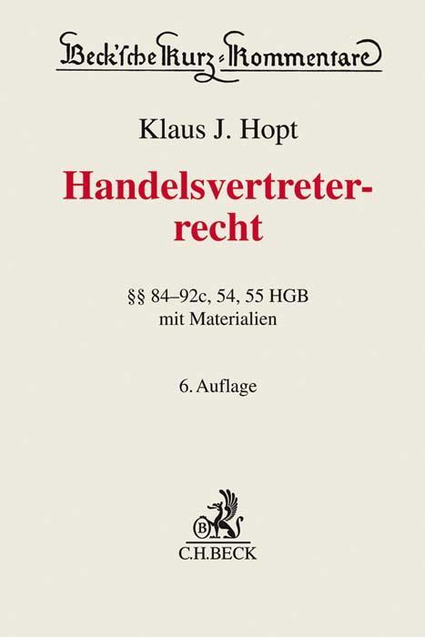 Cover: 9783406726590 | Handelsvertreterrecht | §§ 84-92c, 54, 55 HGB mit Materialien | Hopt