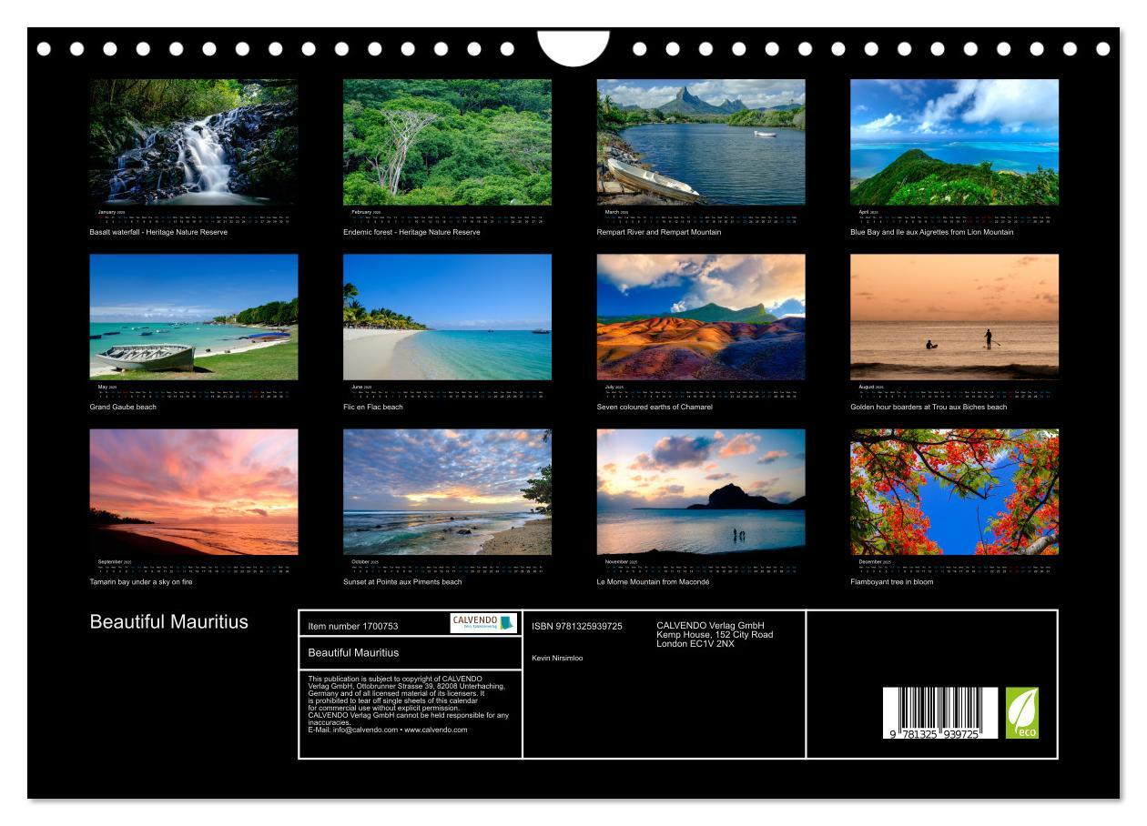 Bild: 9781325939725 | Beautiful Mauritius (Wall Calendar 2025 DIN A4 landscape), CALVENDO...