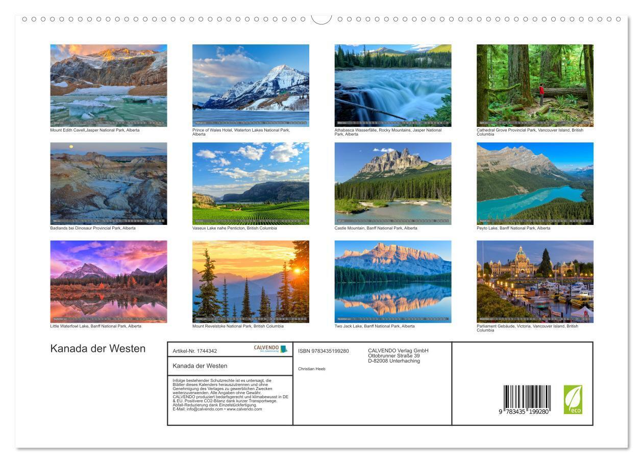 Bild: 9783435199280 | Kanada der Westen (hochwertiger Premium Wandkalender 2025 DIN A2...