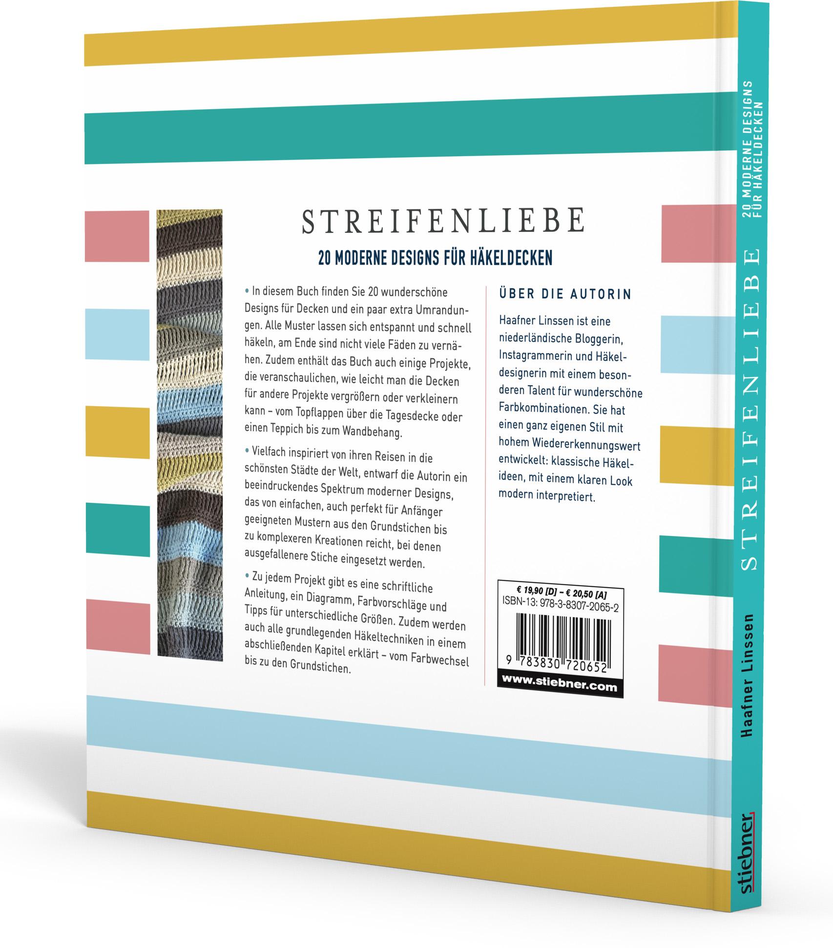 Rückseite: 9783830720652 | Streifenliebe | 20 moderne Designs für Häkeldecken | Haafner Linssen