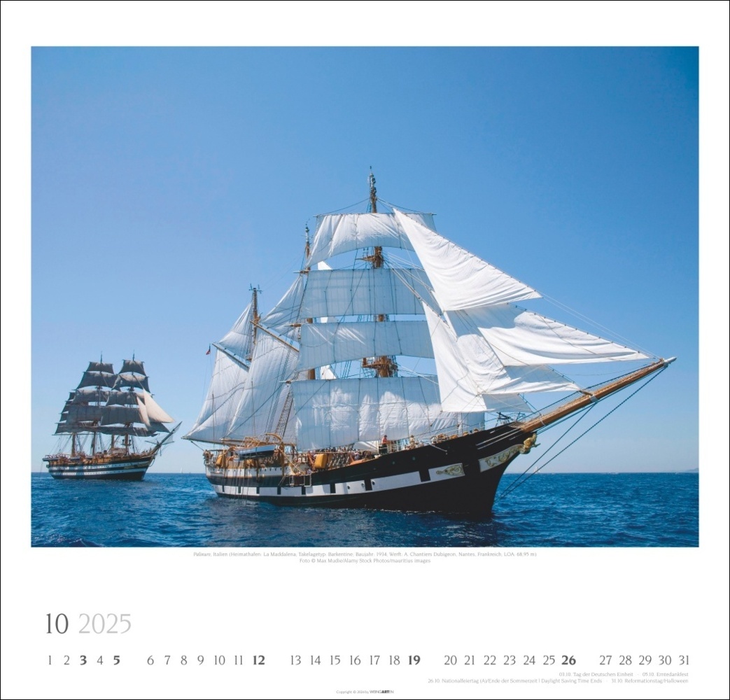 Bild: 9783839900345 | Tall Ships Kalender 2025 | Kalender | Spiralbindung | 14 S. | Deutsch