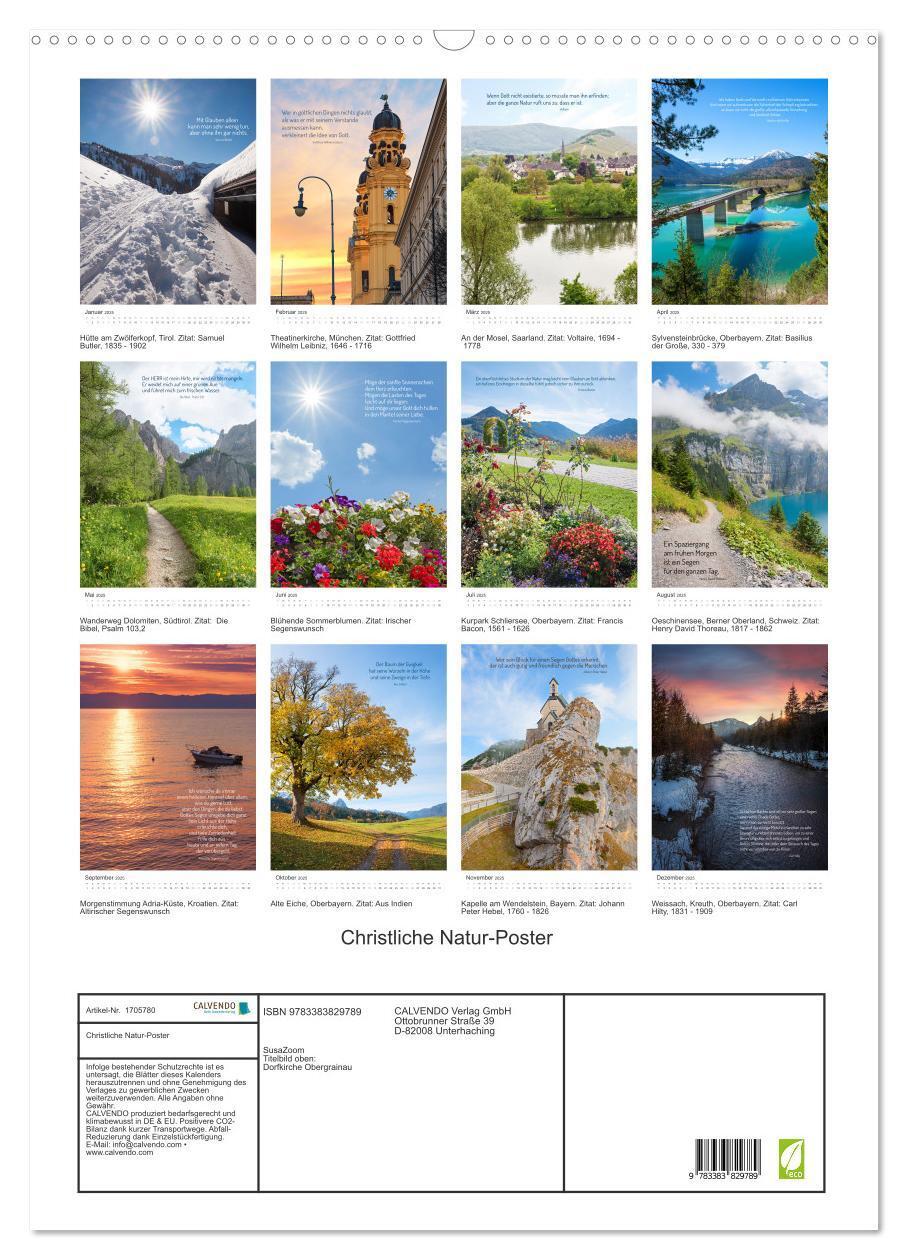 Bild: 9783383829789 | Christliche Natur-Poster (Wandkalender 2025 DIN A2 hoch), CALVENDO...