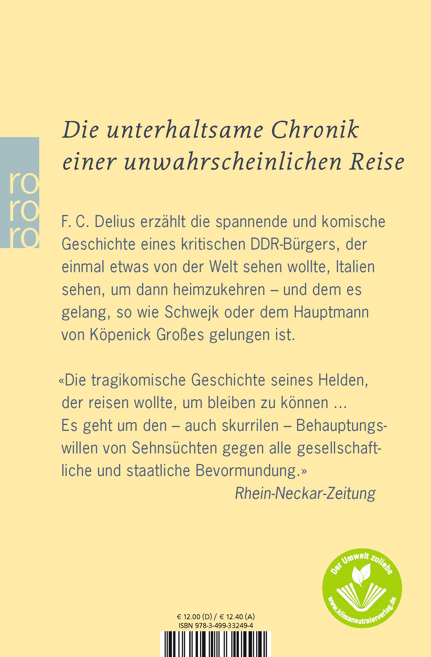 Rückseite: 9783499332494 | Der Spaziergang von Rostock nach Syrakus | Friedrich Christian Delius