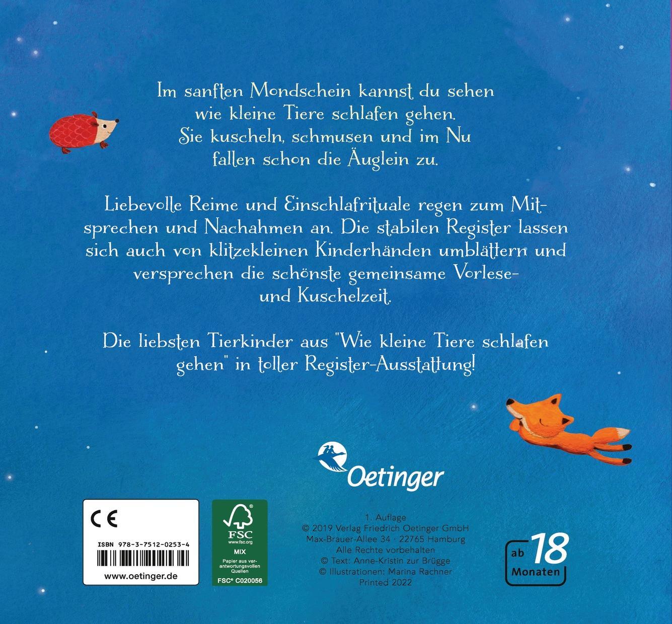 Rückseite: 9783751202534 | Wie kleine Tierkinder schlafen gehen | Gute-Nacht-Registerbuch | Buch