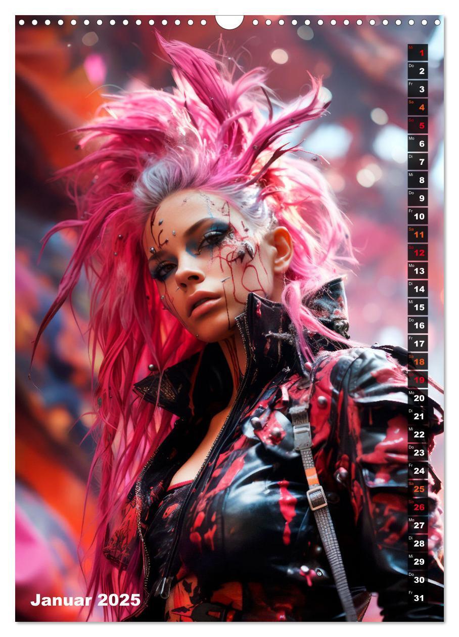 Bild: 9783435848799 | ROCKERINNEN Cyber, Goth, Punk und mehr (Wandkalender 2025 DIN A3...