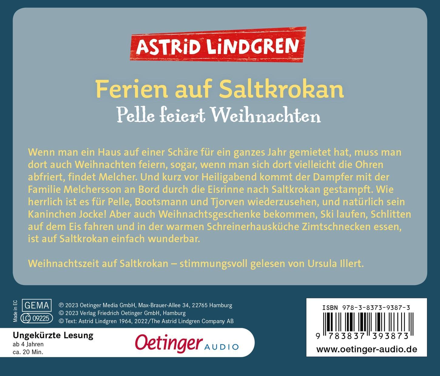 Rückseite: 9783837393873 | Ferien auf Saltkrokan. Pelle feiert Weihnachten | Astrid Lindgren | CD