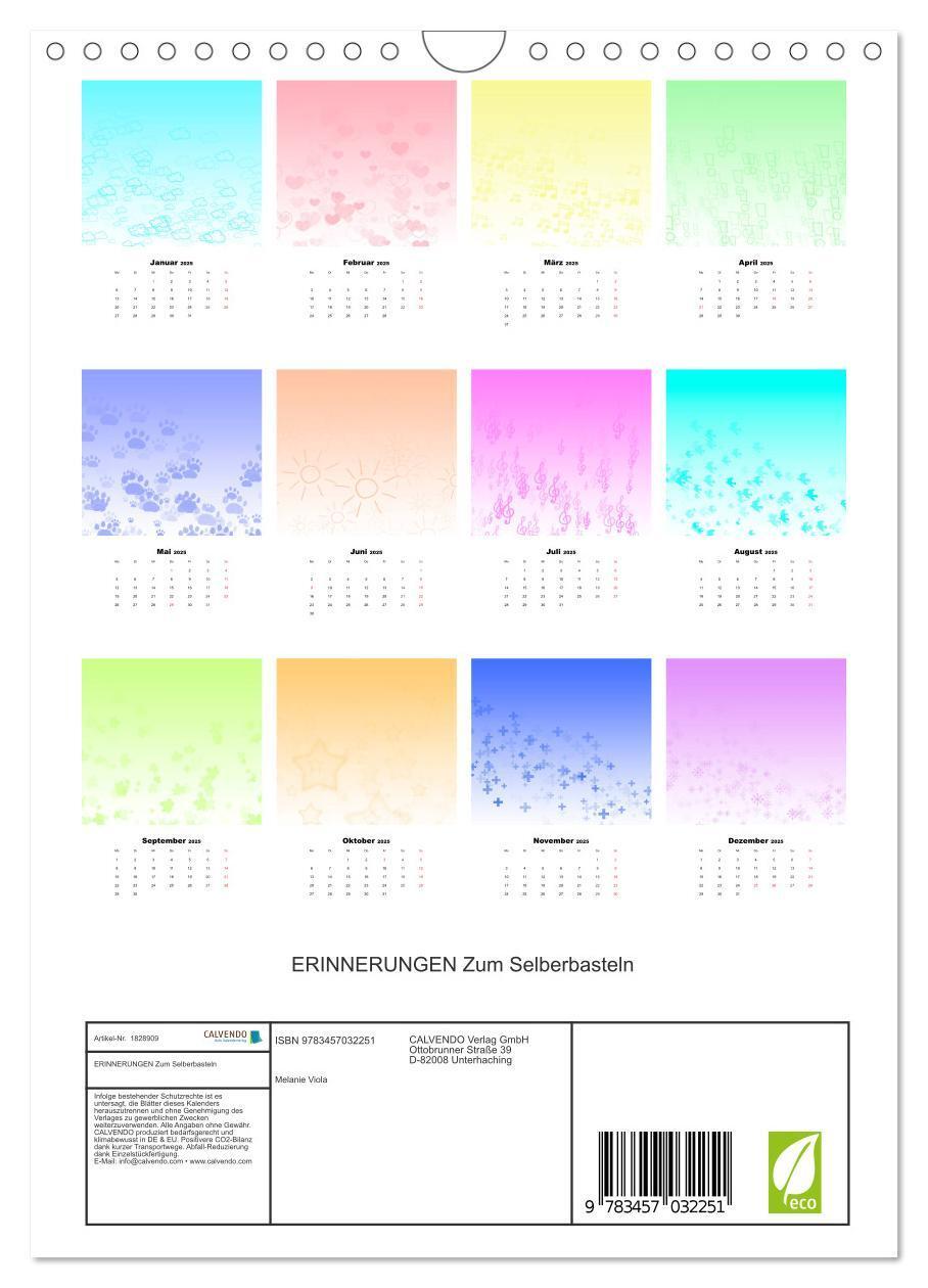 Bild: 9783457032251 | ERINNERUNGEN Zum Selberbasteln (Wandkalender 2025 DIN A4 hoch),...