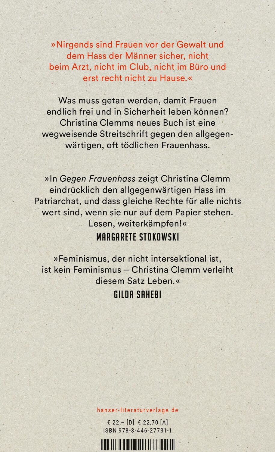 Bild: 9783446277311 | Gegen Frauenhass | Christina Clemm | Buch | 256 S. | Deutsch | 2023