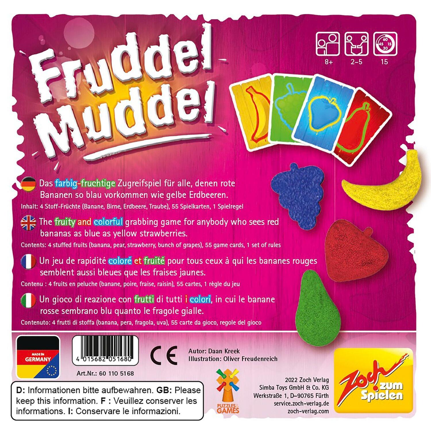 Bild: 4015682051680 | Fruddel Muddel | Für 2 -5 Spieler. Spieldauer: 15 Minuten | Daan Kreek