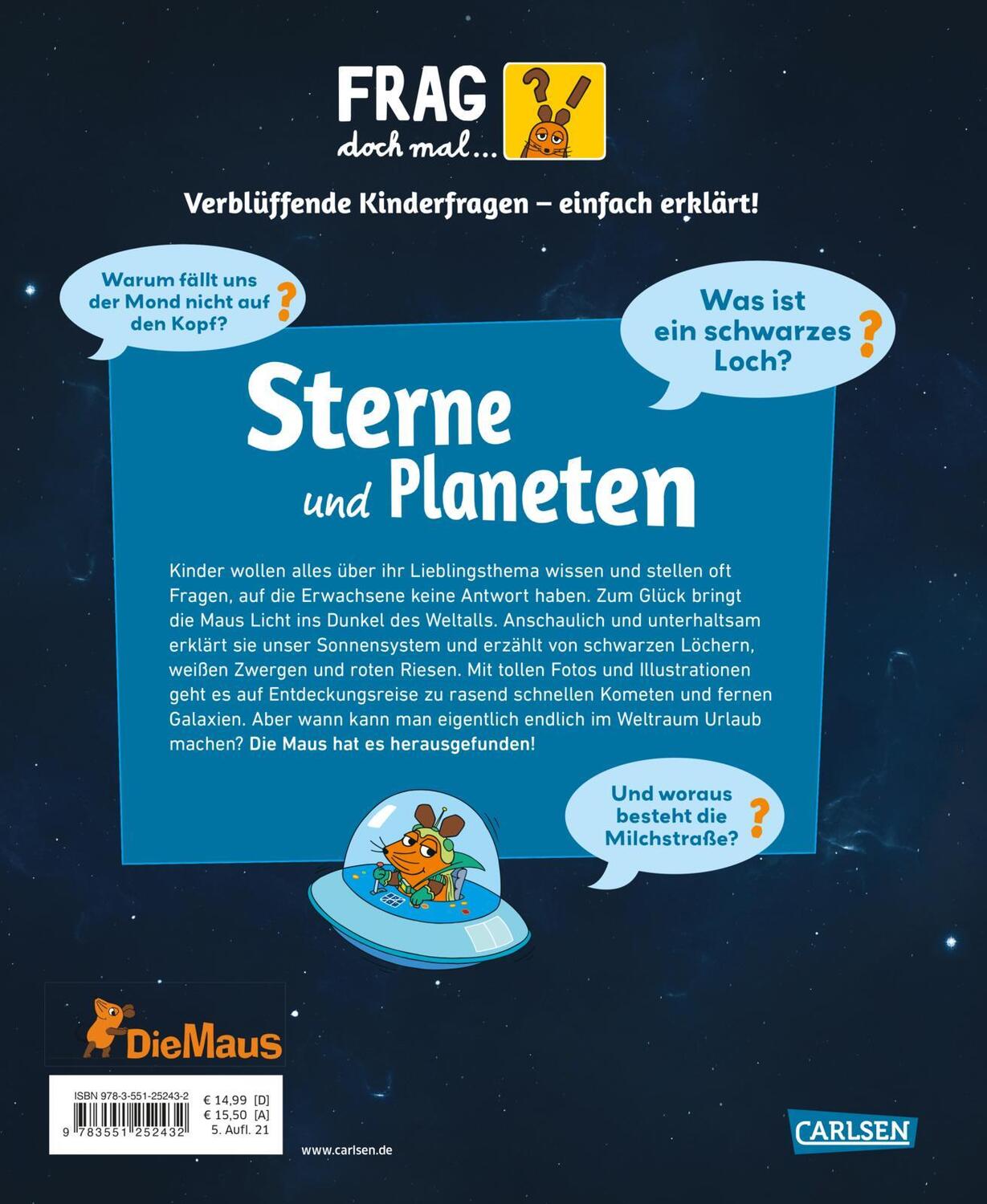 Rückseite: 9783551252432 | Frag doch mal ... die Maus!: Sterne und Planeten | Sylvia Englert