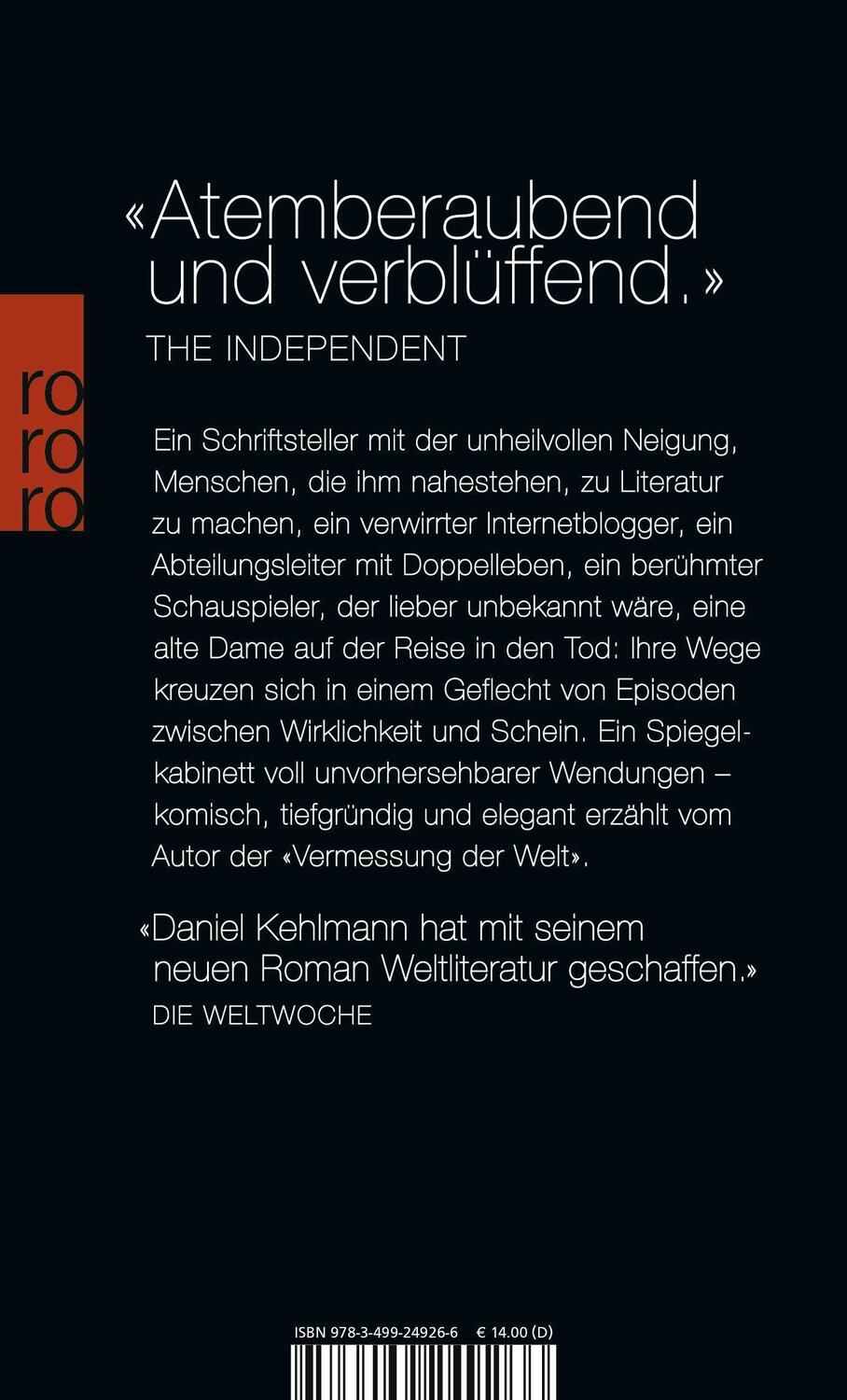 Rückseite: 9783499249266 | Ruhm | Ein Roman in neun Geschichten | Daniel Kehlmann | Taschenbuch