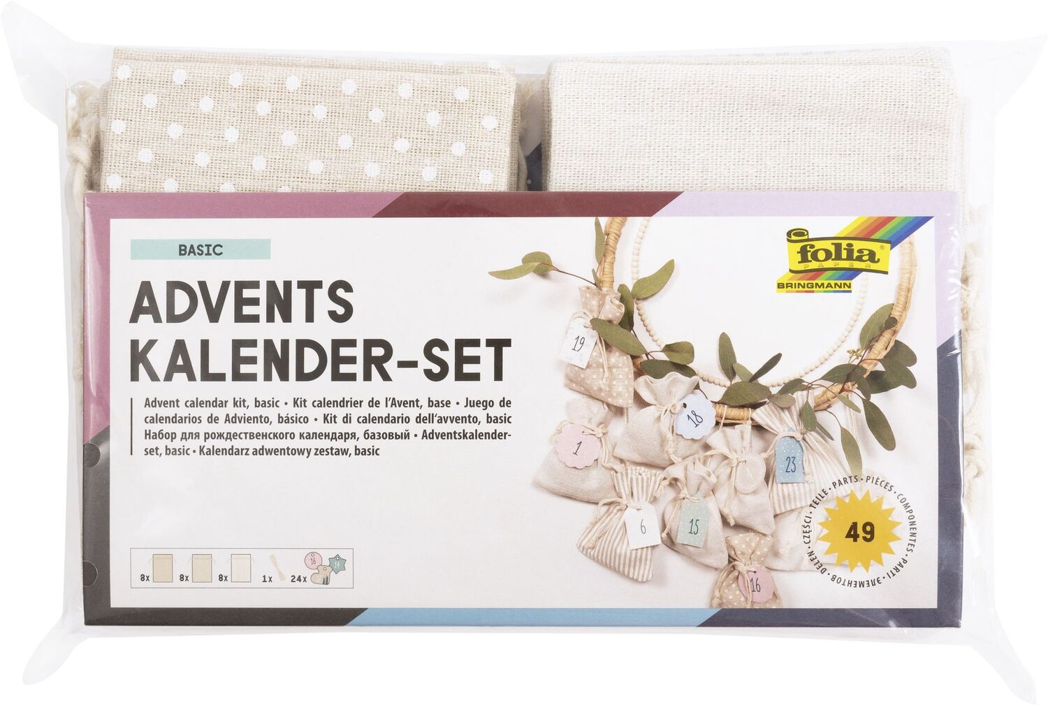 Cover: 4001868115598 | Folia Adventskalender-Set BASIC, Stoffbeutel, 49-teilig,...