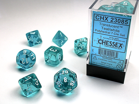 Cover: 601982009984 | Translucent Polyhedral Teal/white 7-Die Set | deutsch | Chessex