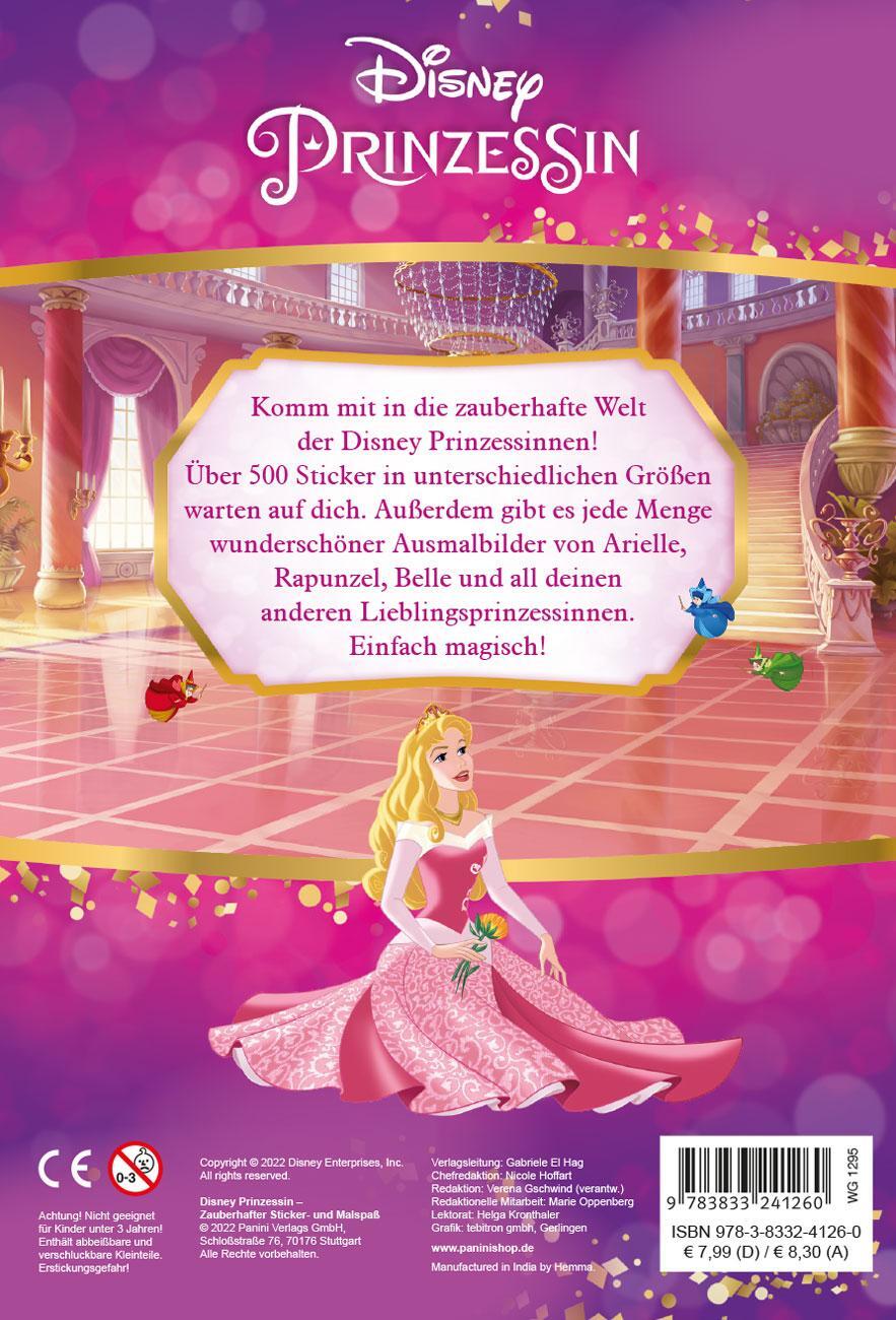 Rückseite: 9783833241260 | Disney Prinzessin: Zauberhafter Sticker- und Malspaß | Panini | Buch