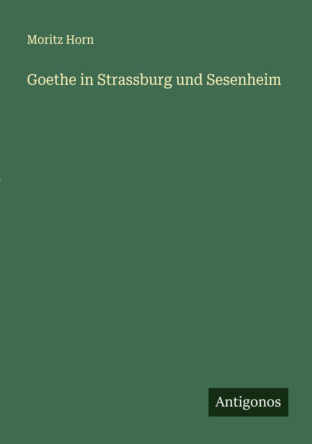 Cover: 9783386301008 | Goethe in Strassburg und Sesenheim | Moritz Horn | Taschenbuch | 76 S.