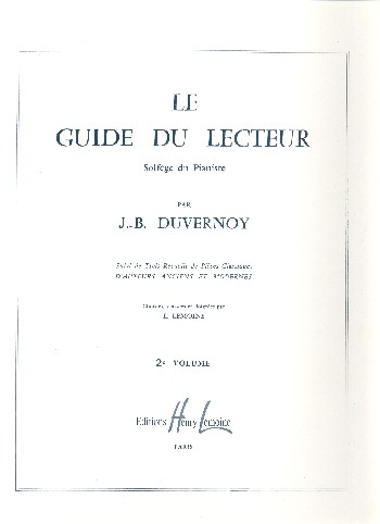 Cover: 9790230968614 | Guide du lecteur Vol.2 | Jean-Baptiste Duvernoy | Buch | Lemoine