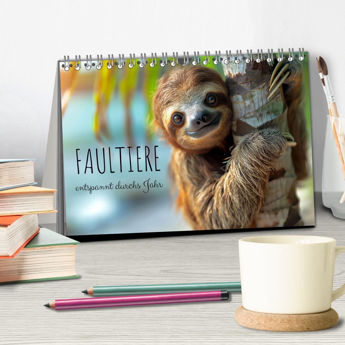 Bild: 9783457153741 | Faultiere - entspannt durchs Jahr (Tischkalender 2025 DIN A5 quer),...