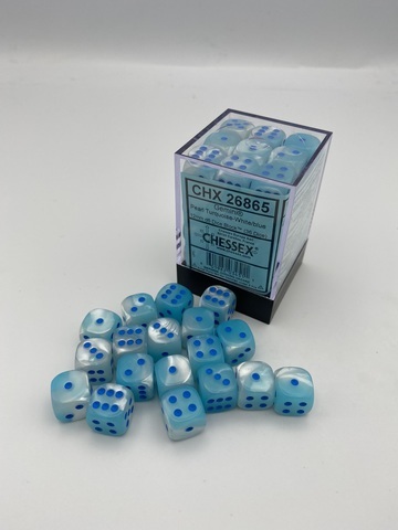 Cover: 601982034511 | Gemini® 12mm d6 Pearl Turquoise-White/blue Luminary™ Dice Block™...