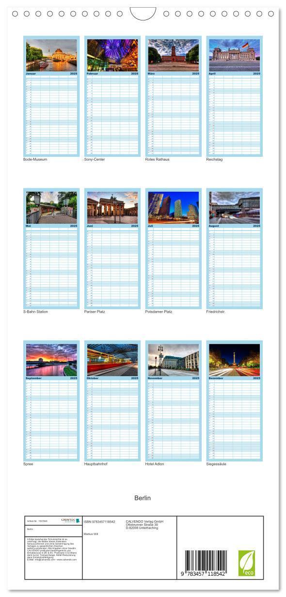 Bild: 9783457118542 | Familienplaner 2025 - Berlin mit 5 Spalten (Wandkalender, 21 x 45...