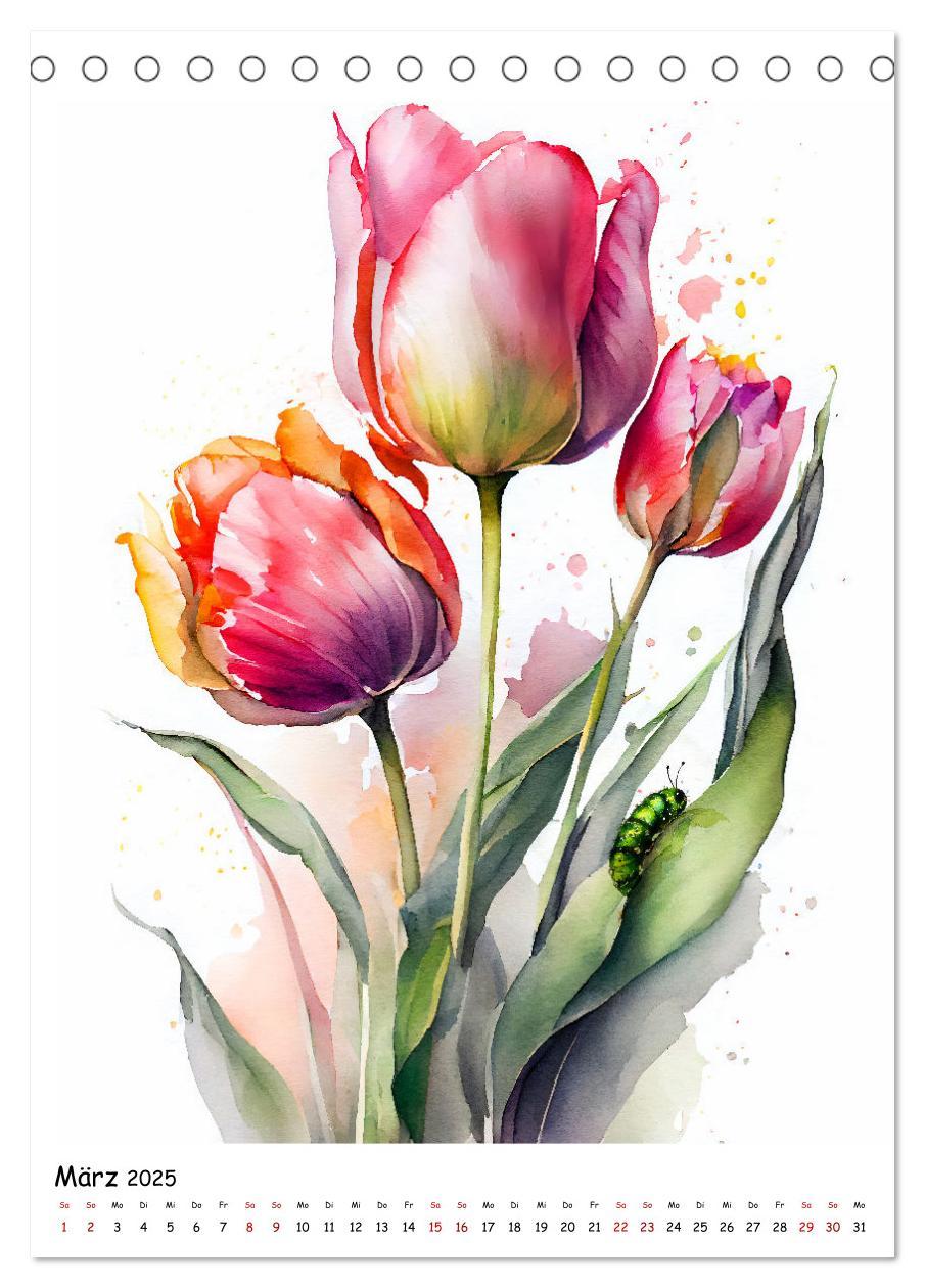 Bild: 9783435882793 | Aquarellmalerei - Blumen und Tiere im Garten (Tischkalender 2025...