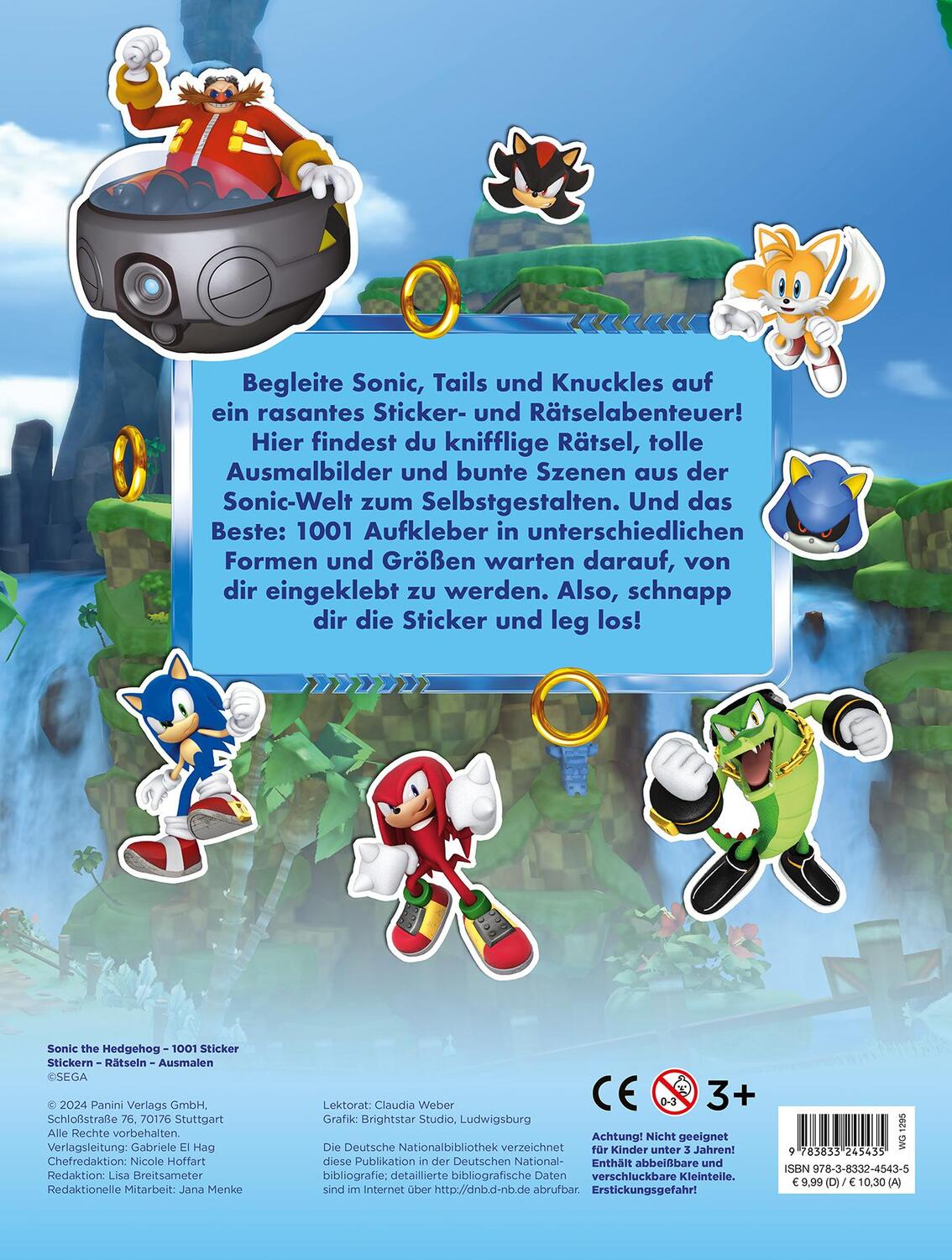 Rückseite: 9783833245435 | Sonic The Hedgehog: 1001 Sticker: Stickern - Rätseln - Ausmalen | Buch