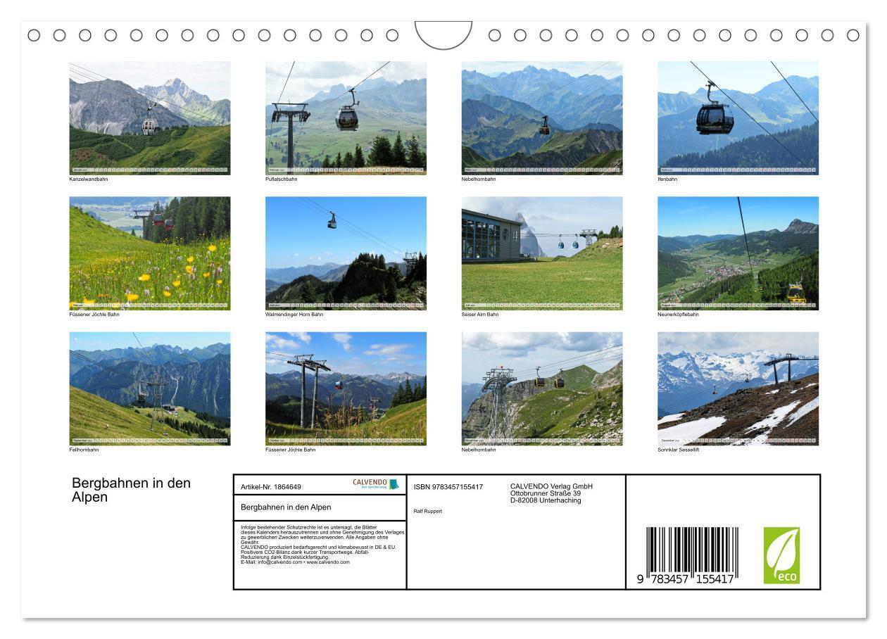 Bild: 9783457155417 | Bergbahnen in den Alpen (Wandkalender 2025 DIN A4 quer), CALVENDO...