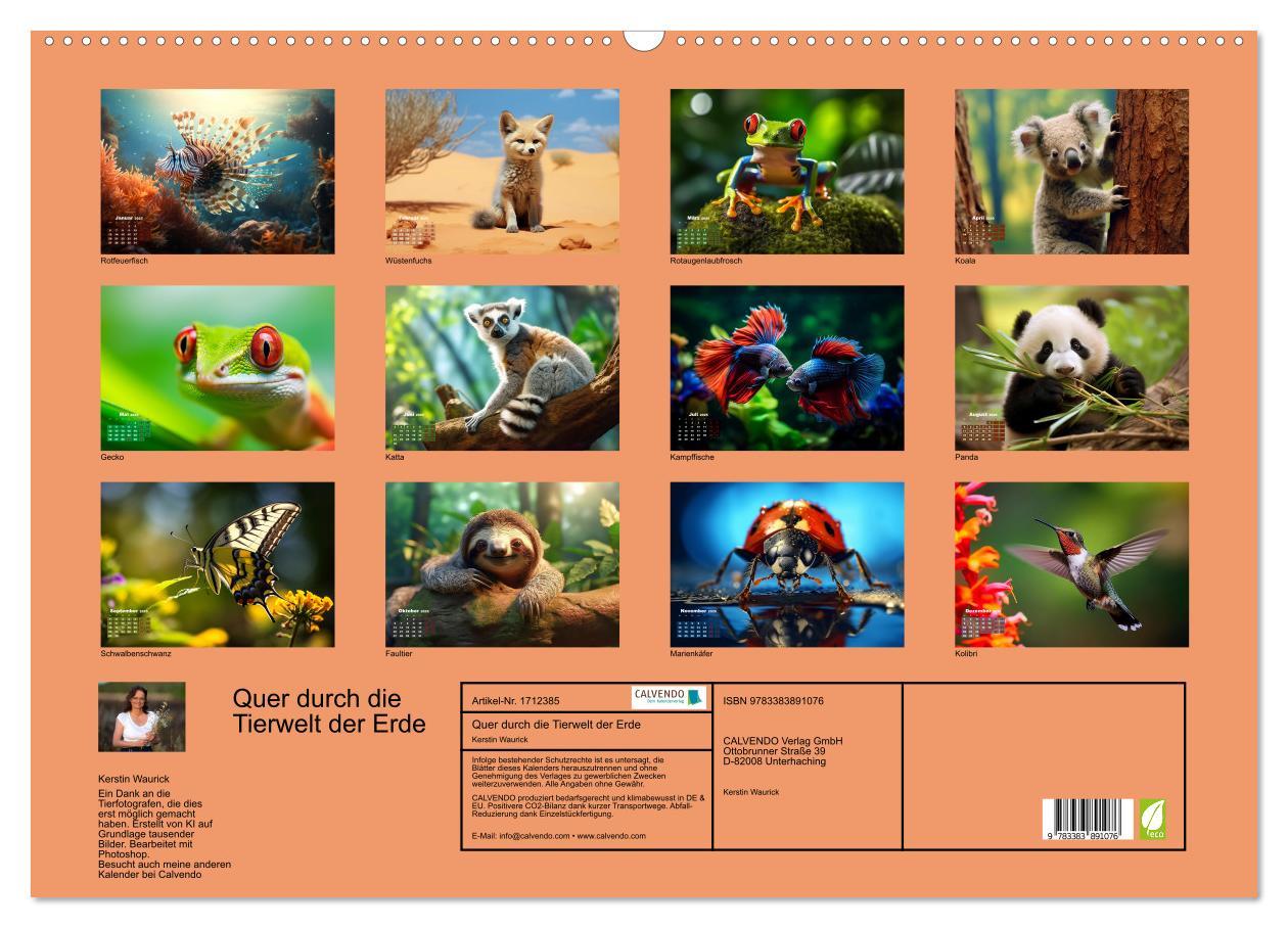 Bild: 9783383891076 | Quer durch die Tierwelt der Erde (Wandkalender 2025 DIN A2 quer),...