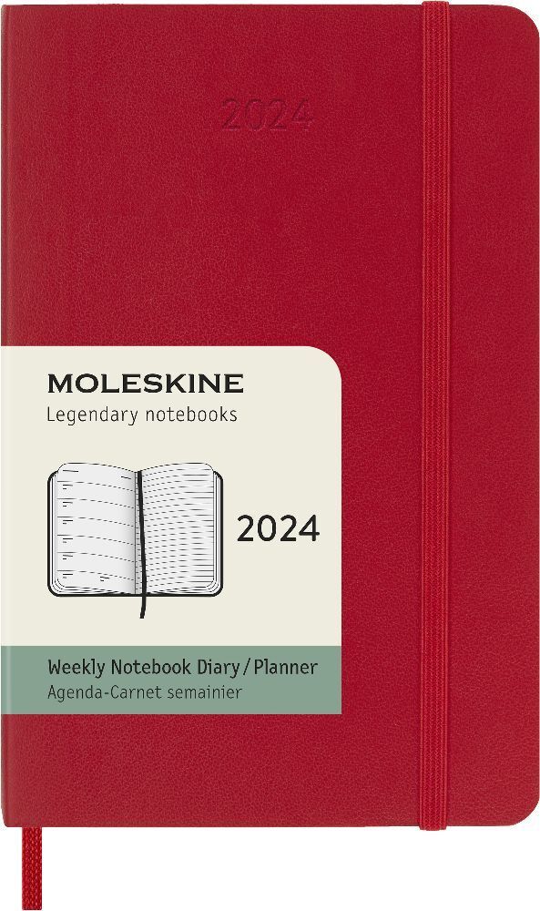 Bild: 8056598856743 | Moleskine 12 Monate Wochen Notizkalender 2024, Pocket/A6, Scharlachrot