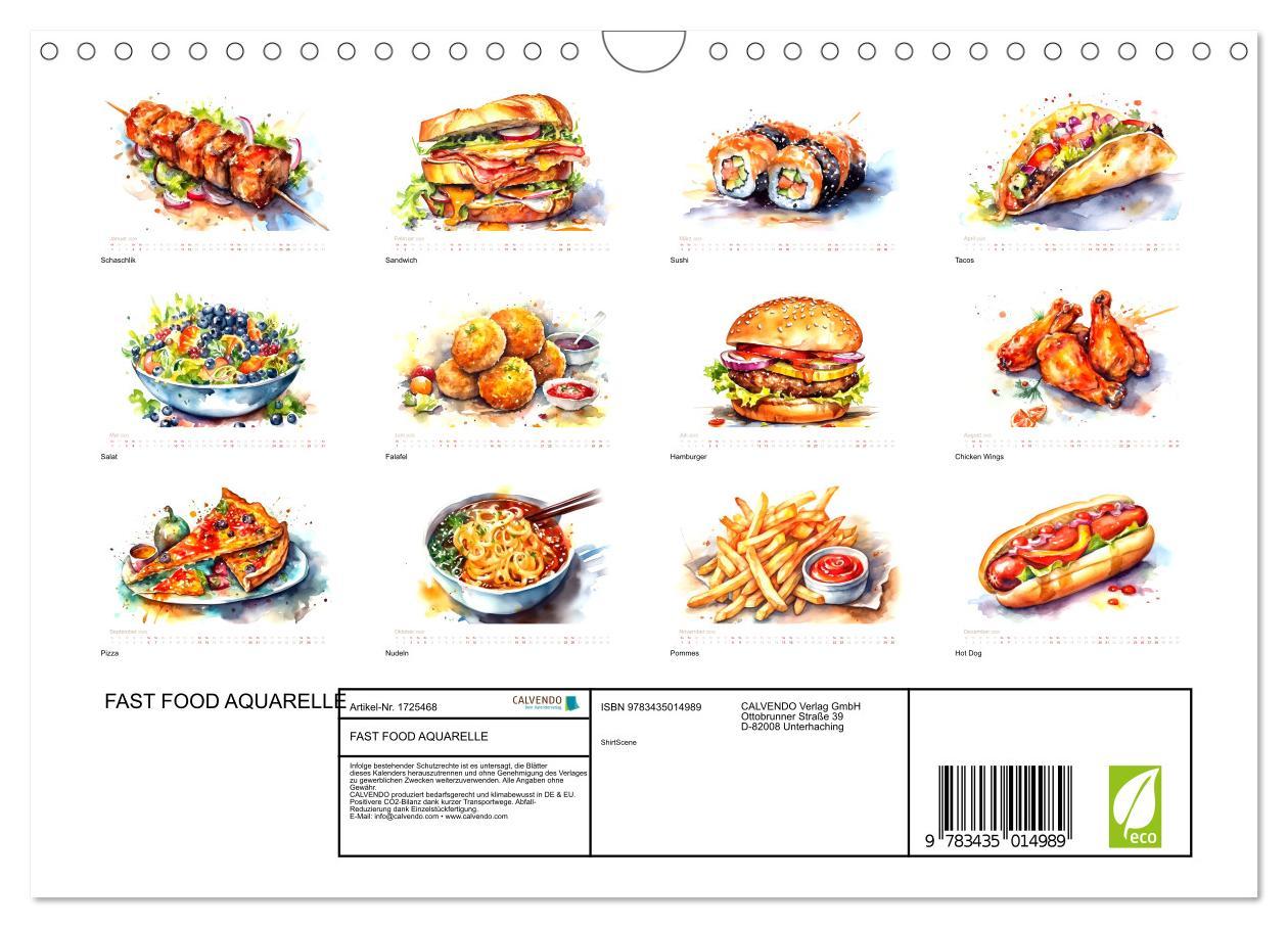 Bild: 9783435014989 | FAST FOOD AQUARELLE (Wandkalender 2025 DIN A4 quer), CALVENDO...