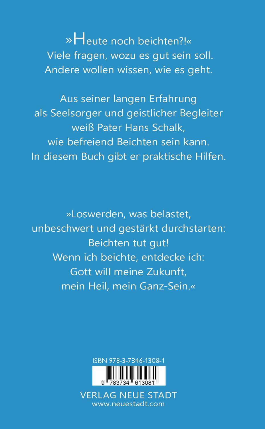 Rückseite: 9783734613081 | Beichten befreit | Warum es guttut und wie es geht | Hans Schalk