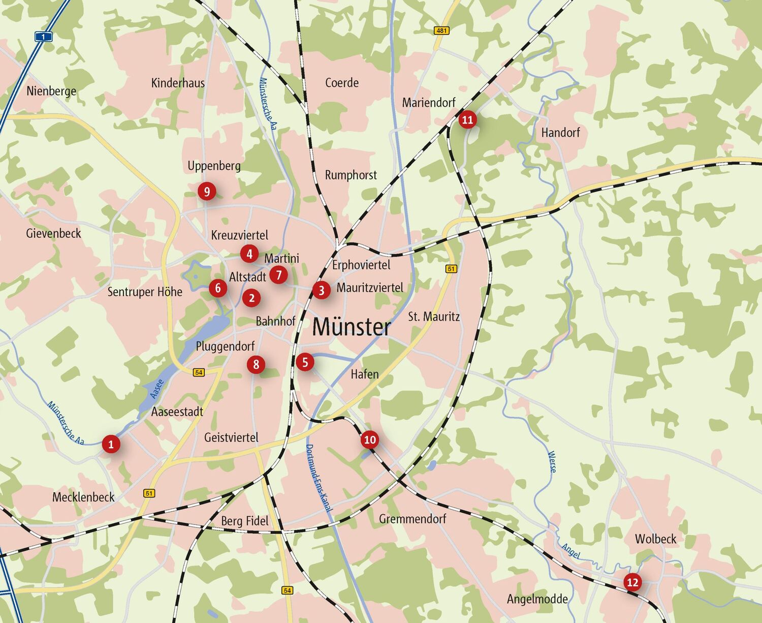 Bild: 9783770024155 | Zu Fuß durch Münster | 12 Spaziergänge | Jutta Küdde | Taschenbuch