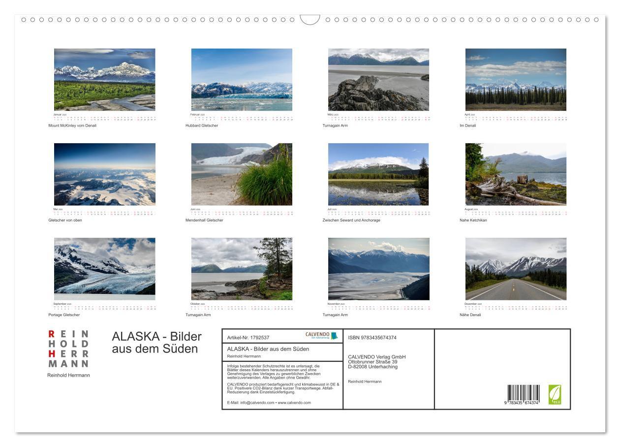 Bild: 9783435674374 | ALASKA - Bilder aus dem Süden (Wandkalender 2025 DIN A2 quer),...