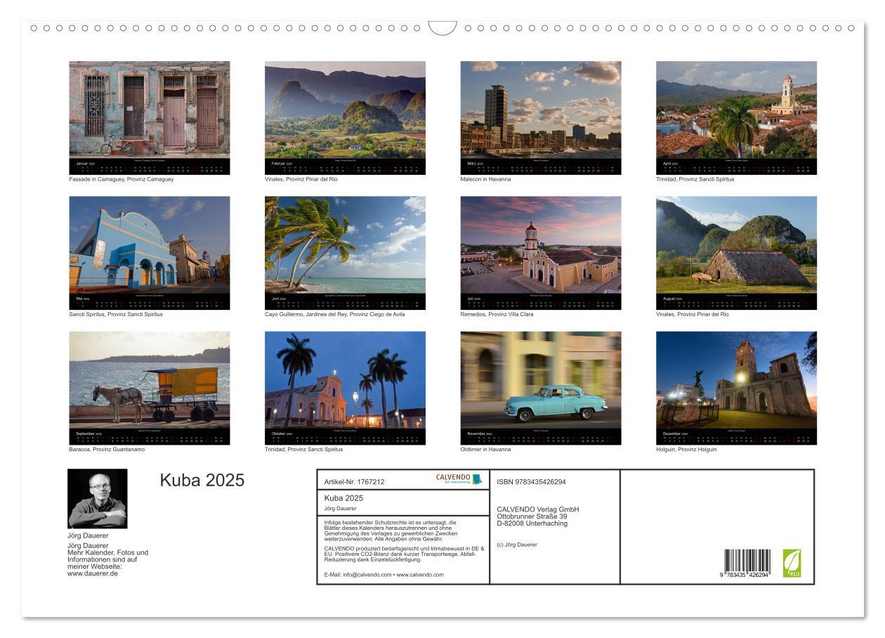 Bild: 9783435426294 | Kuba 2025 (Wandkalender 2025 DIN A2 quer), CALVENDO Monatskalender