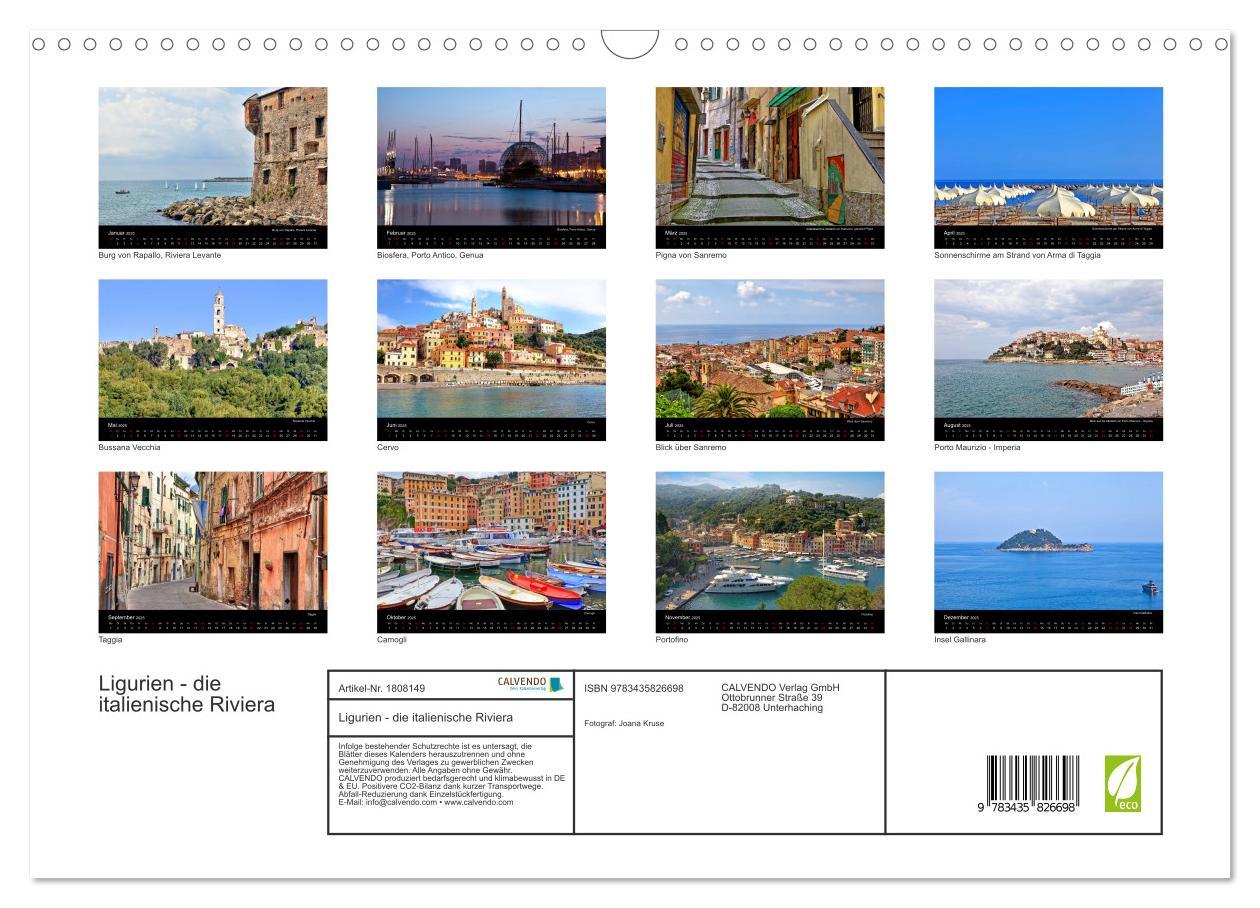 Bild: 9783435826698 | Ligurien - die italienische Riviera (Wandkalender 2025 DIN A3...