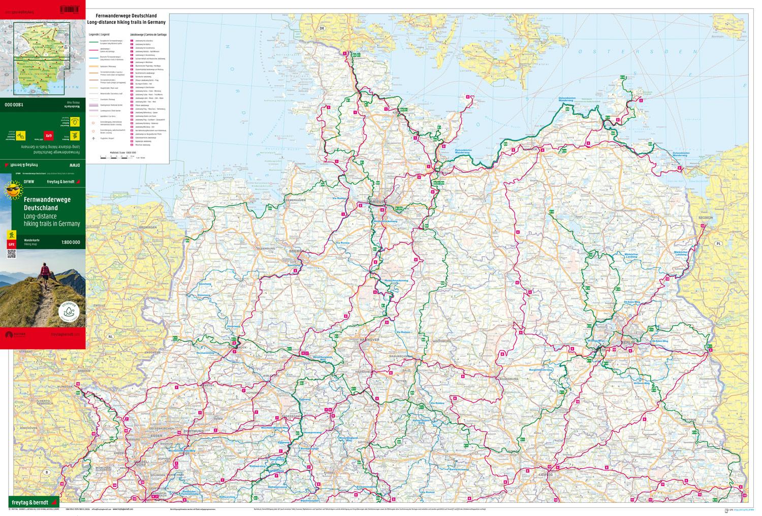 Bild: 9783707919639 | Fernwanderwege Deutschland, Weitwanderkarte 1:800.000, freytag &amp;...