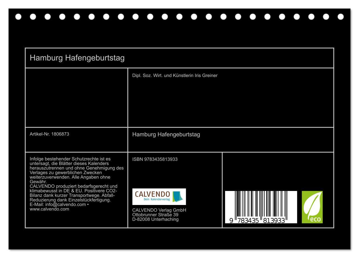 Bild: 9783435813933 | Hamburg Hafengeburtstag (Tischkalender 2025 DIN A5 quer), CALVENDO...