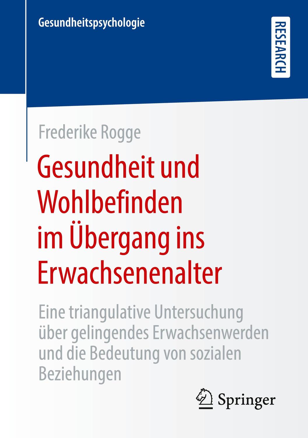 Cover: 9783658307097 | Gesundheit und Wohlbefinden im Übergang ins Erwachsenenalter | Rogge