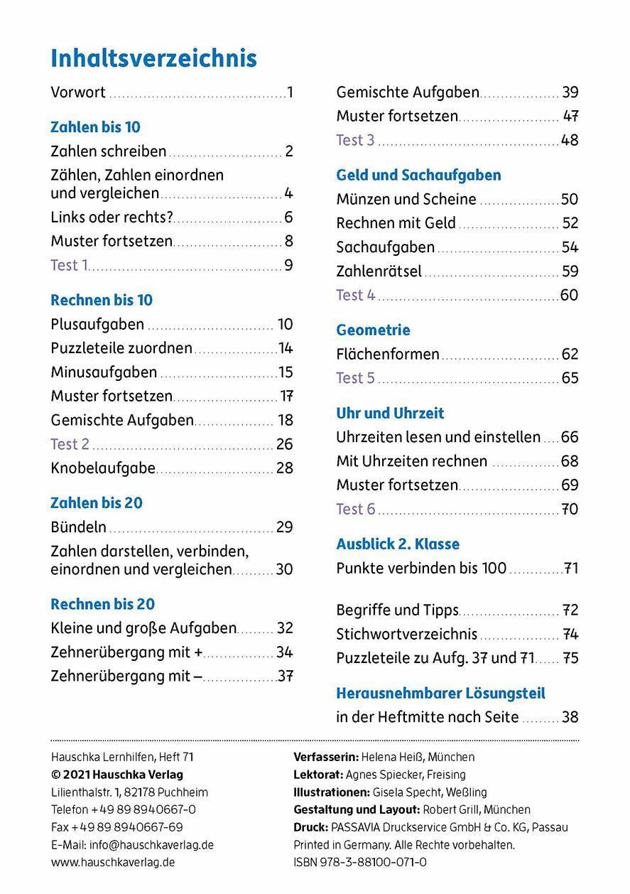 Bild: 9783881000710 | Mathe trainieren 1. Klasse | Helena Heiß | Broschüre | Deutsch | 2014