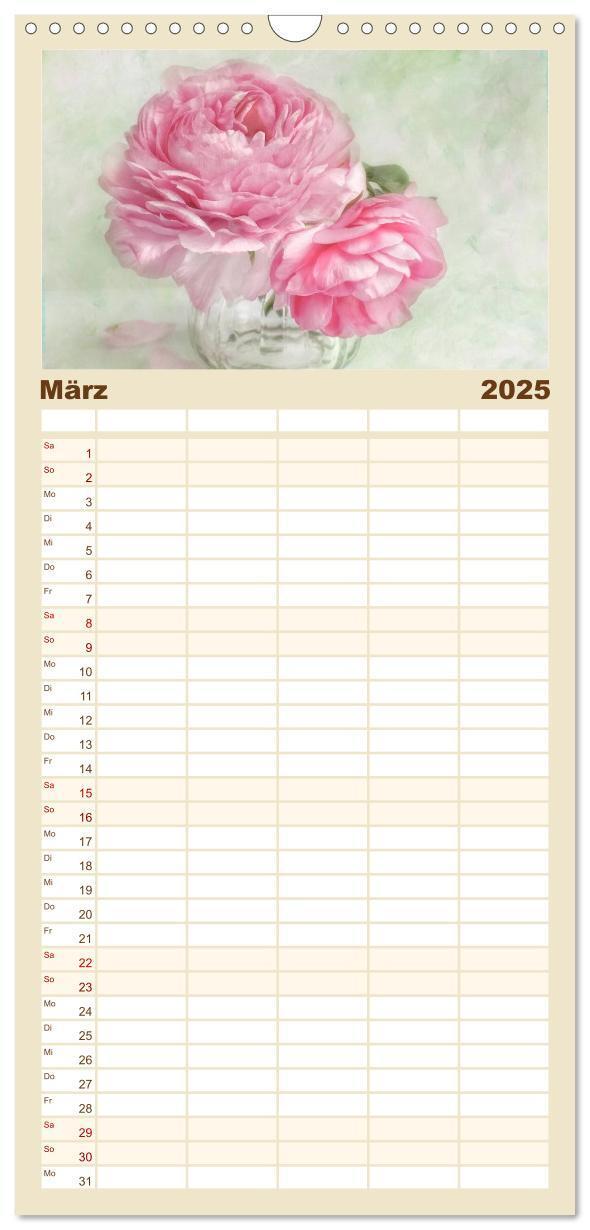 Bild: 9783457120996 | Familienplaner 2025 - Vintage Flowers mit 5 Spalten (Wandkalender,...