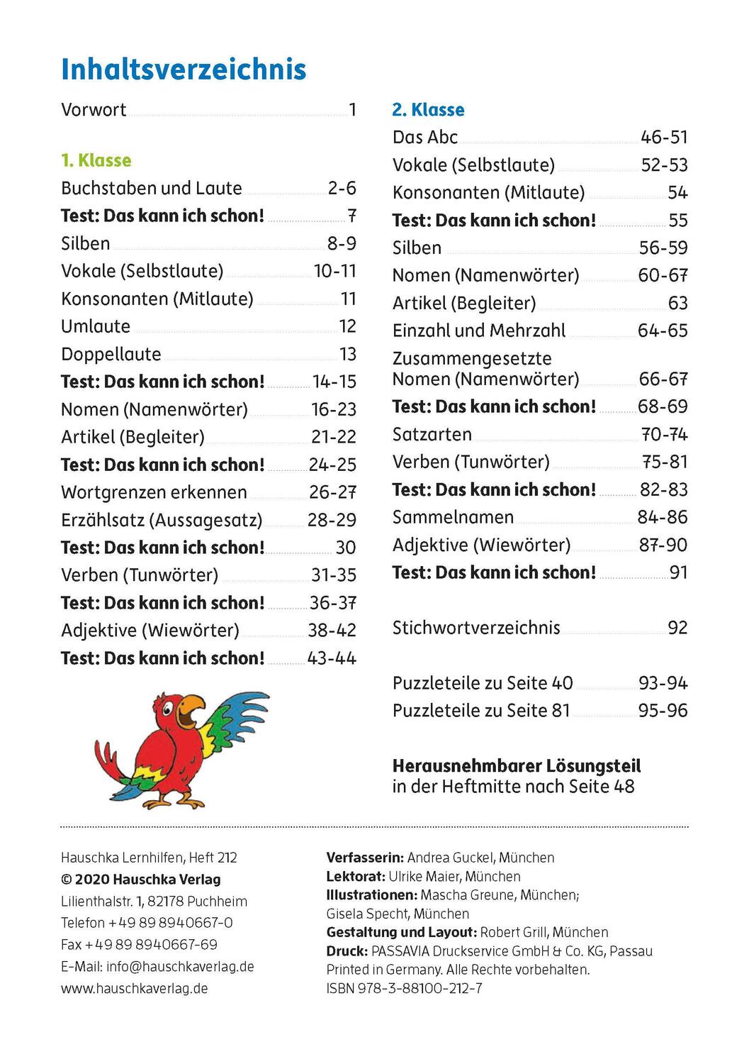 Bild: 9783881002127 | Grammatik Deutsch 1./2. Klasse | Andrea Guckel | Broschüre | Deutsch