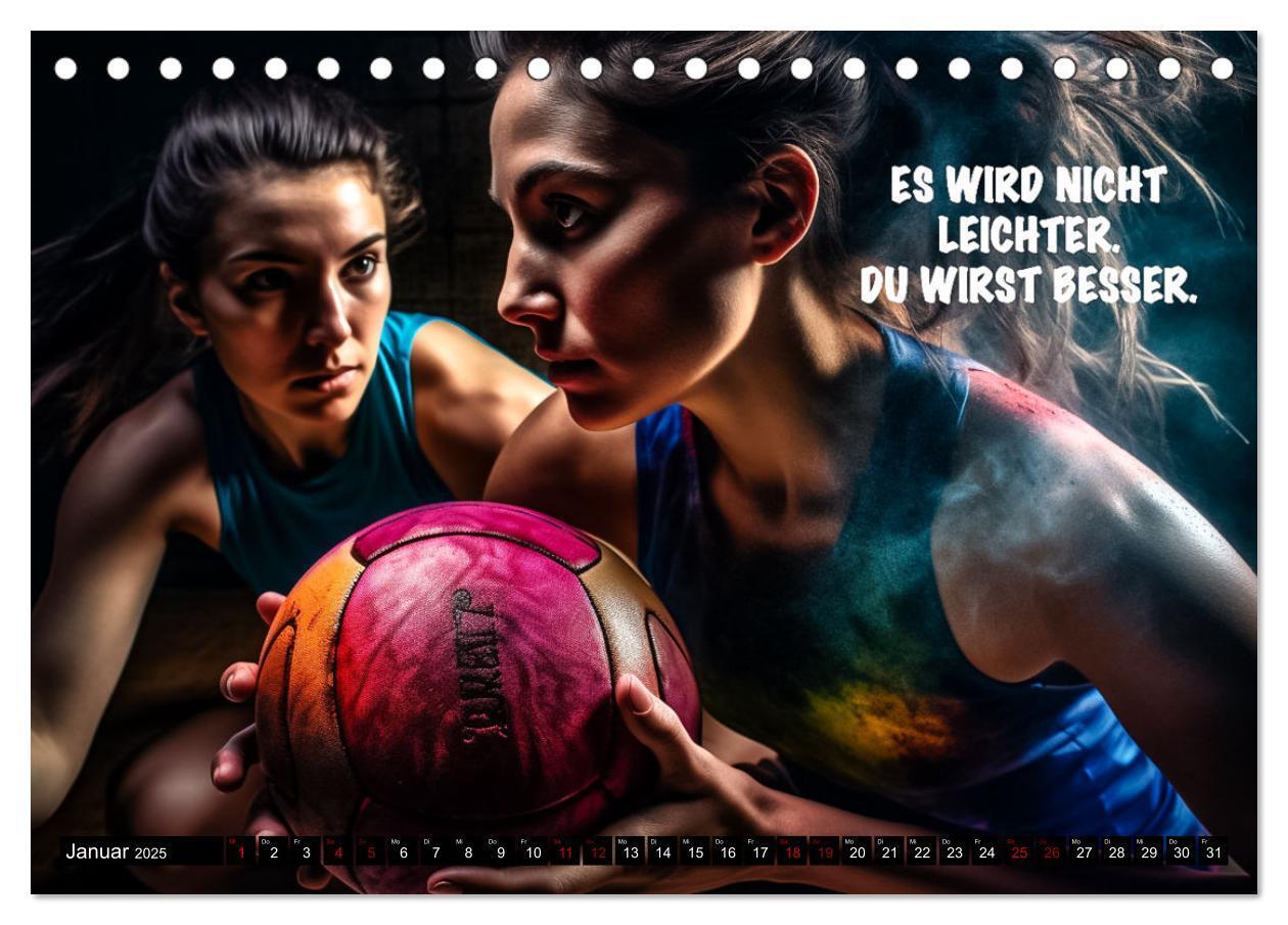 Bild: 9783383905384 | Motivation und Handball (Tischkalender 2025 DIN A5 quer), CALVENDO...