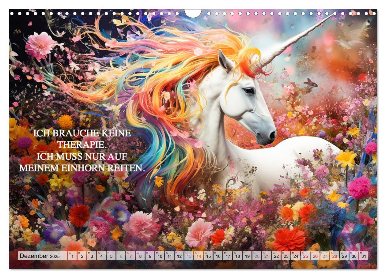 Bild: 9783383861956 | Einhorn und coole Sprüche (Wandkalender 2025 DIN A3 quer), CALVENDO...