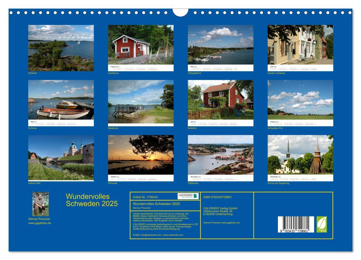 Bild: 9783435729661 | Wundervolles Schweden 2025 (Wandkalender 2025 DIN A3 quer),...