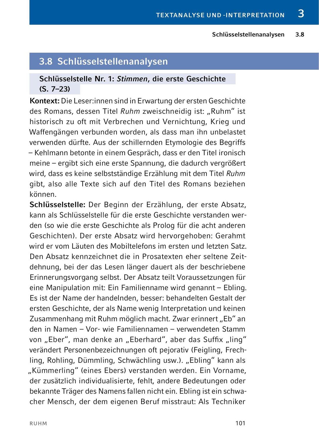 Bild: 9783804420885 | Ruhm - Textanalyse und Interpretation | Daniel Kehlmann | Taschenbuch