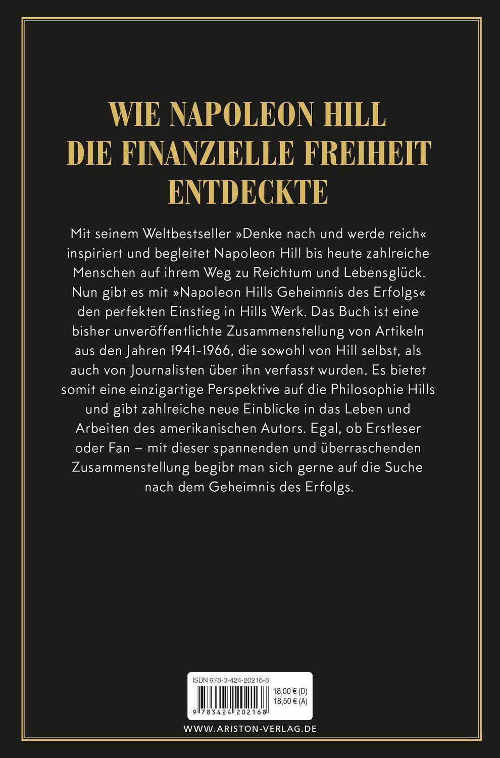 Bild: 9783424202168 | Napoleon Hills Geheimnis des Erfolgs | Napoleon Hill | Taschenbuch