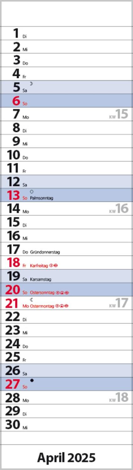 Bild: 9783731882749 | Streifenplaner Mini Blau 2025 | Verlag Korsch | Kalender | 13 S.