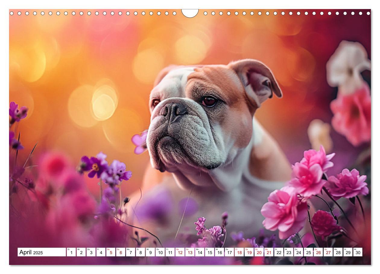 Bild: 9783383808067 | Englische Bulldoggen im Blütenmeer (Wandkalender 2025 DIN A3 quer),...