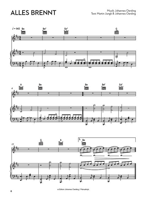 Bild: 9783865439741 | Songbook | Noten für Klavier, Gesang, Gitarre | Johannes Oerding