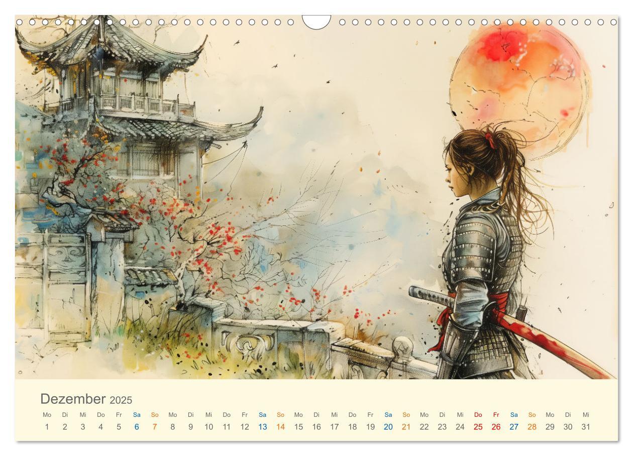 Bild: 9783457129913 | Samurai - whimsical inked style (Wandkalender 2025 DIN A3 quer),...