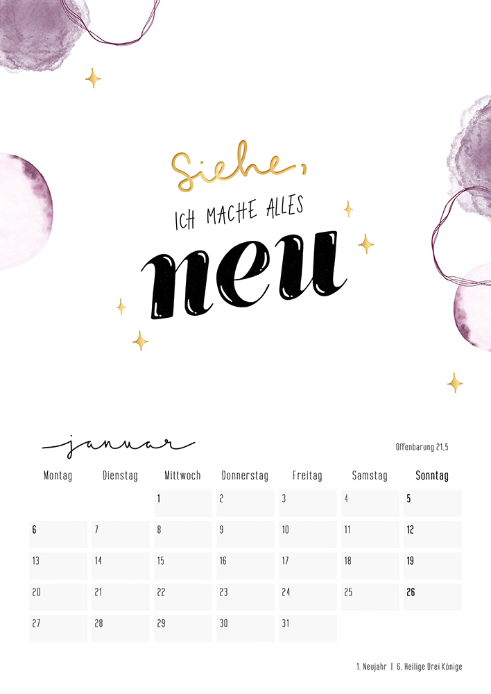 Bild: 4250222905157 | Himmelsglück 2025 | Bibel-Lettering Kalender | Annika Mengel | 13 S.